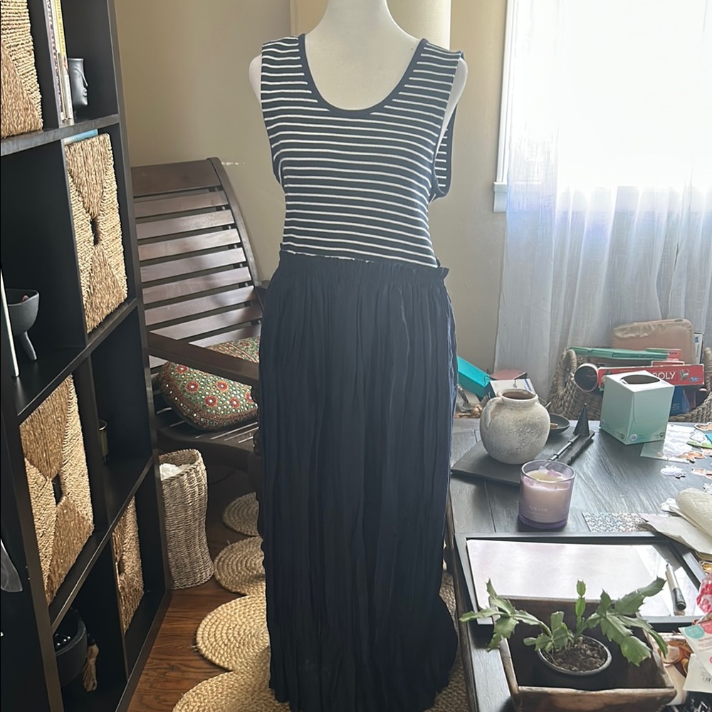 J. Crew Blue and White Striped Maxi Dress